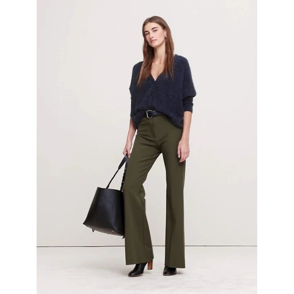 Banana Republic High Rise Vegan Green Bootcut Fit Flare Dress Pants Sz 16